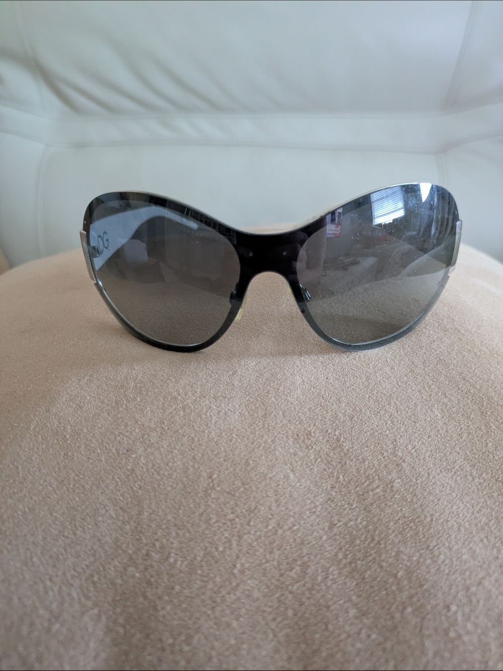 D&G Dolce & Gabbana Rimless Shield Y2K Oversized Sunglasses Unisex Rare